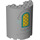 LEGO Medium Stone Gray Cylinder 3 x 6 x 6 Half with Curved Lattice Window with Dark Turquoise Frame (1321 / 35347)