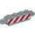 LEGO Medium Stone Gray Hinge Brick 1 x 4 Locking Double with red and white danger stripes Sticker (30387)