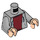 LEGO Medium Steengrijs Hoodie Torso met Dark Rood Shirt en Light Flesh Handen (973 / 76382)