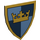 LEGO Mittleres Steingrau Minifig Schild Dreieckig mit Gold Krone auf Blau Quarters (3846 / 59890)