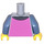 LEGO Medium Stone Gray Minifig Torso with Sand Blue Arms, Yellow Crown on Dark Pink Chest (973)