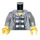 LEGO Mittleres Steingrau Minifigur Torso Open Jacke over Grey und Weiß Sträflingskleidung mit Number 49 (76382 / 88585)