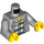 LEGO Medium Stone Gray Minifigure Torso Open Jacket over Grey and White Prison Stripes with Number 49 (76382 / 88585)