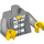 LEGO Medium Stone Gray Minifigure Torso Open Jacket over Grey and White Prison Stripes with Number 49 (76382 / 88585)