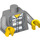 LEGO Gris Pierre Moyen Minifigurine Torse Open Veste over Grey et Blanc Rayures de prison avec Number 49 (76382 / 88585)