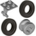 LEGO Mittleres Steingrau Platte 2 x 2 mit Medium Stone Grau Räder mit New Style Tires