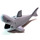 LEGO Mittleres Steingrau Shark 8 x 16 with White Teeth and Gills and Black Eyes (62606)