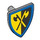 LEGO Medium Stone Gray Shield - Triangular with Crossed Axes on Yellow/Black Background with Blue Border (3846 / 102331)