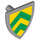 LEGO Medium Stone Gray Shield - Triangular with Green Double Chevron (3846 / 102327)