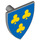 LEGO Medium Stone Gray Shield - Triangular with Three Yellow Clubs on Blue (3846 / 102329)