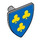 LEGO Medium Stone Gray Shield - Triangular with Three Yellow Clubs on Blue (3846 / 102329)