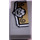 LEGO Gris pierre moyen Pente 1 x 2 Incurvé avec Argent lion La gauche sur Golden Background from Set 70123 Autocollant (11477)