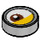 LEGO Medium Stone Gray Tile 1 x 1 Round with Left Brown Minion Eye with Yellow (35380 / 69071)