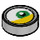 LEGO Medium Stone Gray Tile 1 x 1 Round with Right Green Minion Eye with Yellow (35380 / 69072)