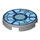 LEGO Mittleres Steingrau Fliese 2 x 2 Runden mit Blau Arc Reactor mit unterem Bolzenhalter (14769 / 104708)