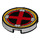 LEGO Mittleres Steingrau Fliese 2 x 2 Runden mit rot X-Men Logo mit unterem Bolzenhalter (14769 / 87210)