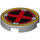 LEGO Medium Stone Gray Tile 2 x 2 Round with Red X-Men Logo with Bottom Stud Holder (14769 / 87210)
