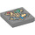 LEGO Mittleres Steingrau Fliese 2 x 2 mit Hogwarts Logo mit Nut (3068 / 92451)