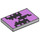 LEGO Medium Stone Gray Tile 2 x 3 with Purple and Black Pixels (26603 / 102481)