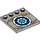 LEGO Medium Steengrijs Tegel 4 x 4 met Studs Aan Rand met Blauw &amp; Wit Target en Wings  (6179 / 12960)