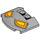 LEGO Mittleres Steingrau Keil 3 x 4 x 0.7 mit Recess mit Orange Augen (93604 / 101695)