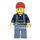 LEGO Miner wearing Blauw shirt en sand Blauw parts met Rood Pet minifiguur