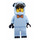 LEGO Minifig Bright Light Blue with Dog Helmet and Stripes Tie Bow Minifigure