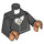 LEGO Minifig Torso with Black Cardigan over White Shirt, with Black Arms and Light Flesh Hands (973 / 76382)