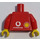 LEGO Minifig Torso with Ferrari Shield Sticker on Front and Vodaphone and Shell logos Sticker on Back with Red Arms and Yellow Hands (973)