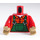 LEGO Minifig Torso with Green Overalls, Red Shirt with Bright Light Orange Check (973)