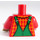 LEGO Minifig Torso with Green Overalls, Red Shirt with Bright Light Orange Check (973)