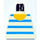 LEGO Minifig Torso without Arms with Horizontal Thick Blue Stripes and Thin Light Aqua Stripes (973)