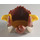 LEGO Minifigure Hair with Dark Tan Horns and Yellow Ears (24230)