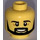 LEGO Minifigure Kopf mit schwarzem Bart (vertiefter massiver Bolzen) (11978 / 21022)