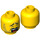 LEGO Minifigure Hoofd met Zwart Stubble, Zwart Eyebrows &amp; Moustache - Scared Breed Open Mouth Expression (Verzonken Solid Stud) (3626 / 34332)