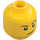 LEGO Minifigur Huvud med Brun Eyebrows och Lopsided Smile och Svart Dimple (Säkerhetsknopp) (14807 / 19546)