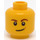 LEGO Minihahmo Pää jossa Ruskea Eyebrows ja Lopsided Smile (Upotettu kiinteä nuppi - ruskea hymykuoppa) (3626 / 19546)