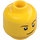 LEGO Minifigure Head with Brown Eyebrows and Lopsided Smile (Recessed Solid Stud - Brown Dimple) (3626 / 19546)