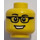 LEGO Minifigure Head with Glasses and Open Mouth Smile (Safety Stud) (3626 / 94575)
