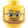 LEGO Minifigur Kopf mit Rund Brille, Braun Bart und Erhoben Rechts Eyebrow (Sicherheitsnoppe) (13514 / 51521)