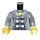 LEGO Minifigure Torso Open Jacket over Grey and White Prison Stripes with Number 49 (76382 / 88585)