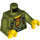 LEGO Verde oliva Dino Hunter Busto con Marrone Straps, Rosso &quot;D&quot; Undershirt (973 / 76382)