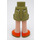 LEGO Verde oliva Cadera con Rolled Arriba Pantalón corto con Naranja Shoes con bisagra delgada (36198)