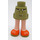 LEGO Olive Green Hip with Rolled Up Shorts with Orange Shoes with Thin Hinge (36198)