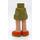 LEGO Olive Green Hip with Rolled Up Shorts with Orange Shoes with White Laces with Thick Hinge (35557)