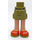 LEGO Olive Green Hip with Rolled Up Shorts with Orange Shoes with White Laces with Thick Hinge (35557)