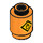 LEGO Orange Stein 1 x 1 Rund mit Warning Sign mit Flamme mit offener Noppe (3062 / 14577)