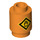 LEGO Orange Brick 1 x 1 Round with Yellow Warning Diamond label with flame with Open Stud (3062 / 14577)