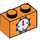 LEGO Orange Backstein 1 x 2 mit Dial mit rot Pfeil mit Unterrohr (3004 / 78158)
