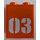 LEGO Orange Brick 1 x 2 x 2 with &quot;03&quot; Sticker with Inside Stud Holder (3245)